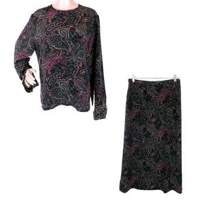 Pendleton Women 2pc Top Skirt Blouse Long Sleeves Size 16